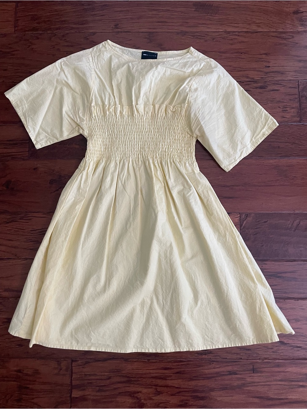 ASOS Pale Yellow Smocked Mini Dress